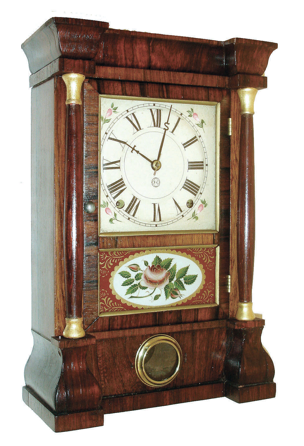 Seth Thomas Clock Co., Thomaston, Conn., "Column" model 8 days, time and strike, lyre movement shelf clock, c1875. — Antique Clocks Price Guide