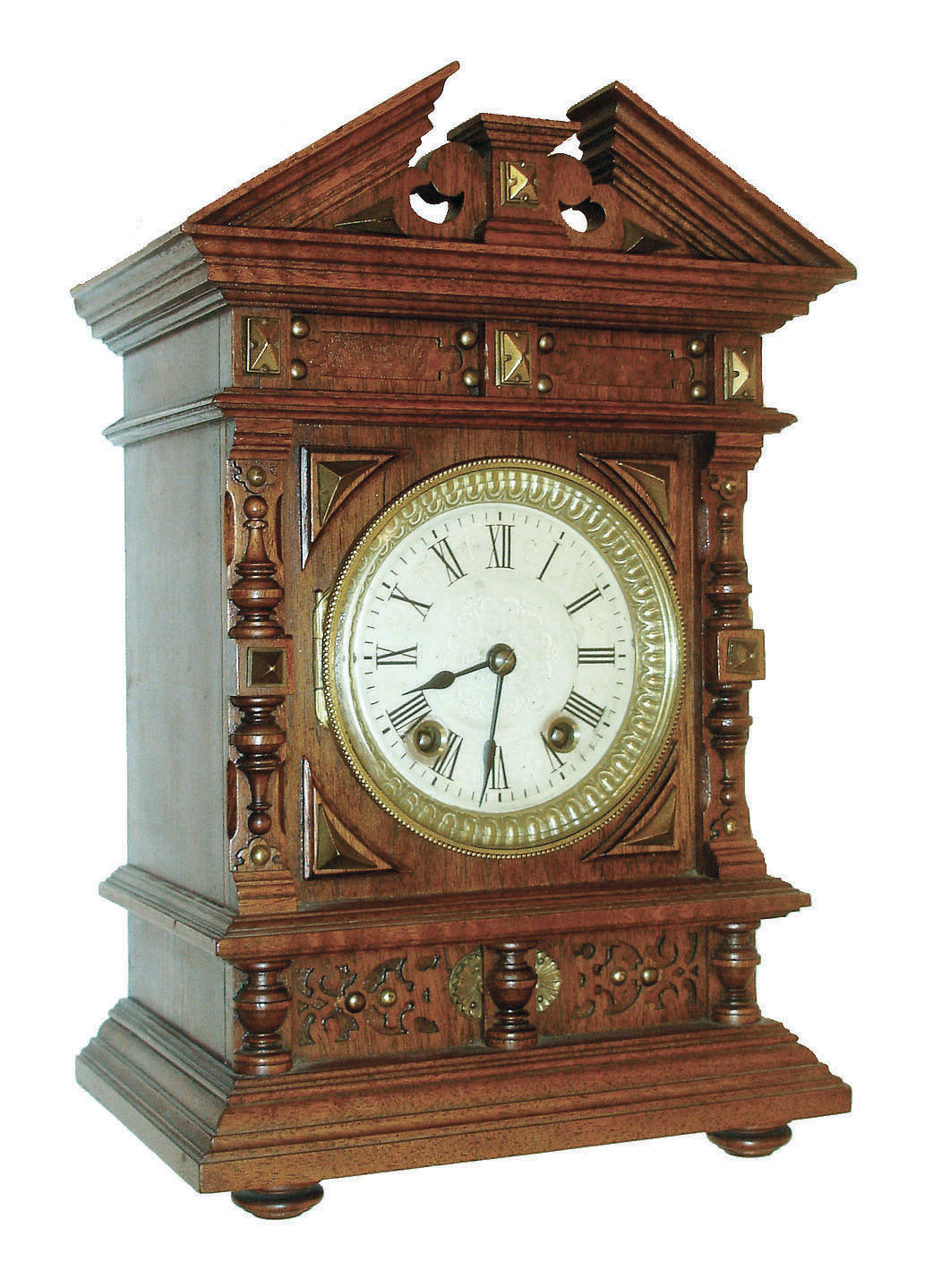 Lenzkirch, Germany, 8 days, time and strike, walnut mantel clock, c1880 — Antique Clocks Price Guide