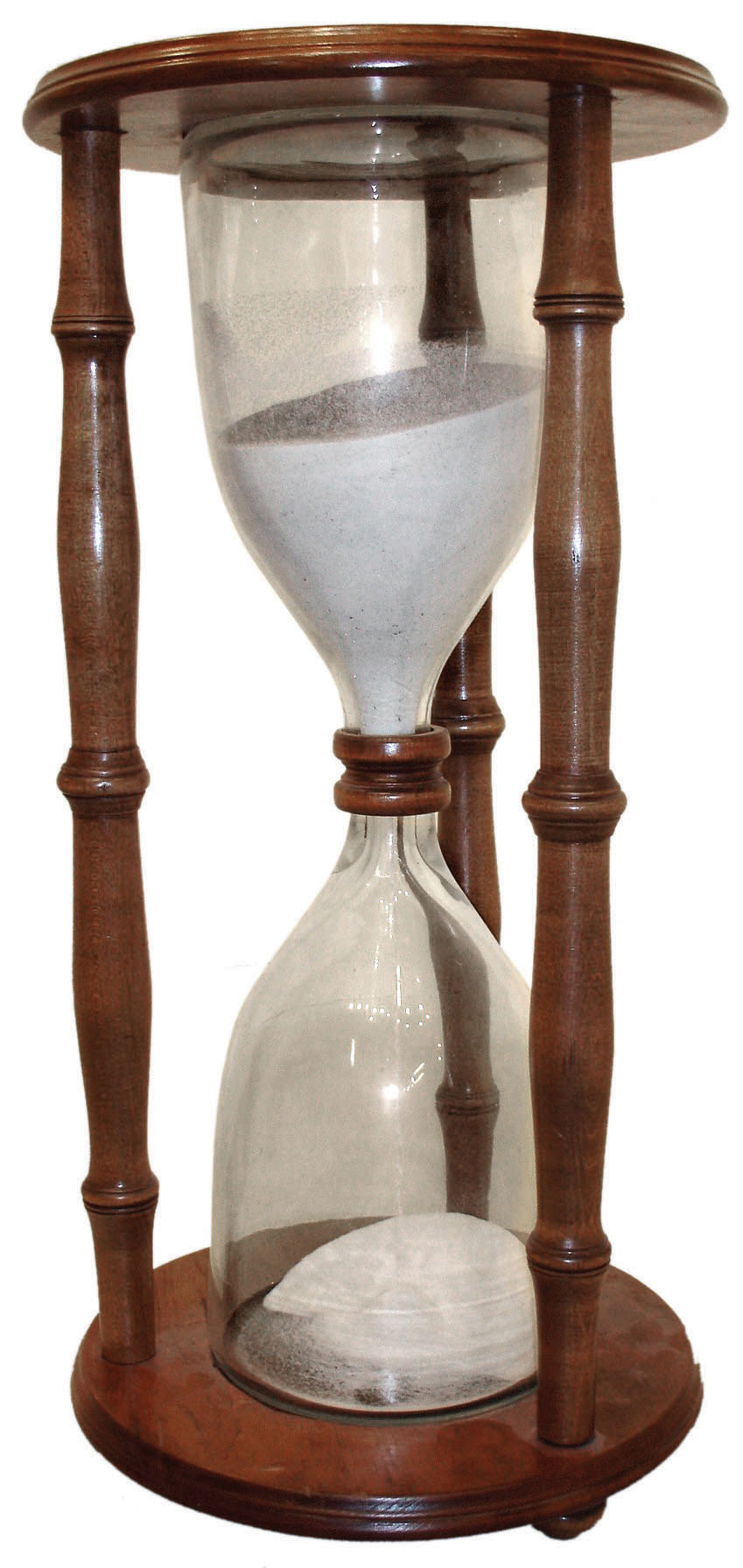 Large glass and wood sand glass, 20th century — Antique Clocks Price Guide