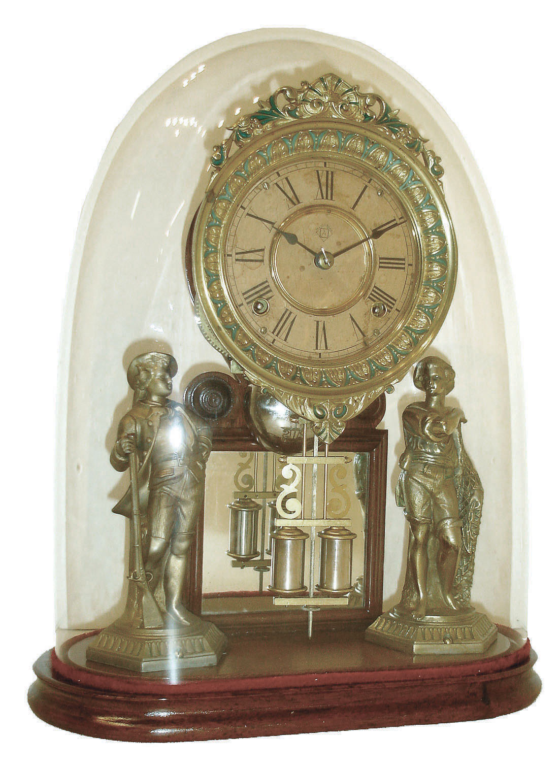 Ansonia Clock Co., New York, "Crystal Palace No. 1 Extra" 8 days,spring driven time and strike, (hour & half hour on bell) mantel clock on a walnut base with a period dome, c1880. — Antique Clocks Price Guide