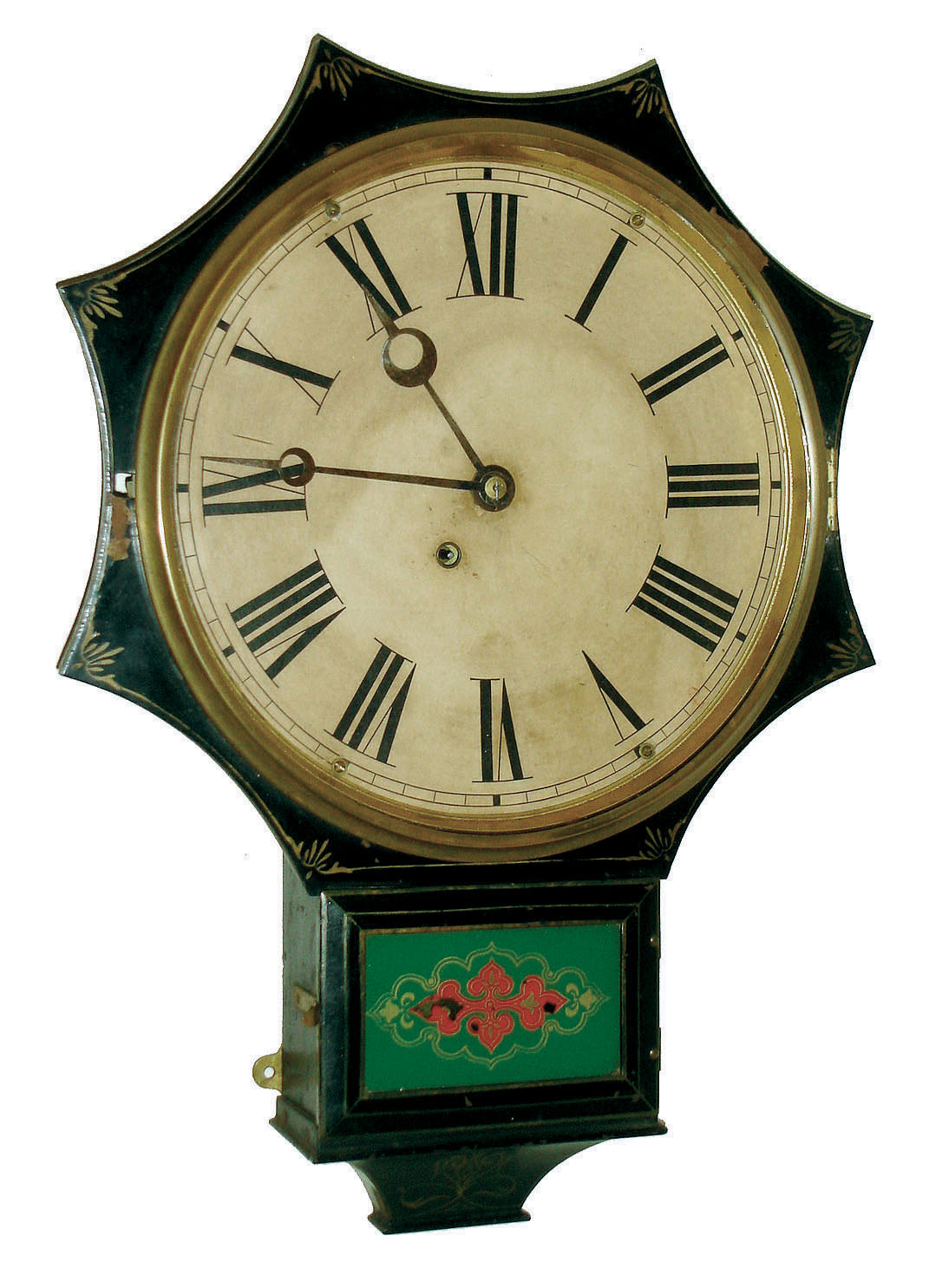 Terry Clock Co., Waterbury, Conn., 8 days, decorated cast iron front wall timepiece, c1875 — Antique Clocks Price Guide