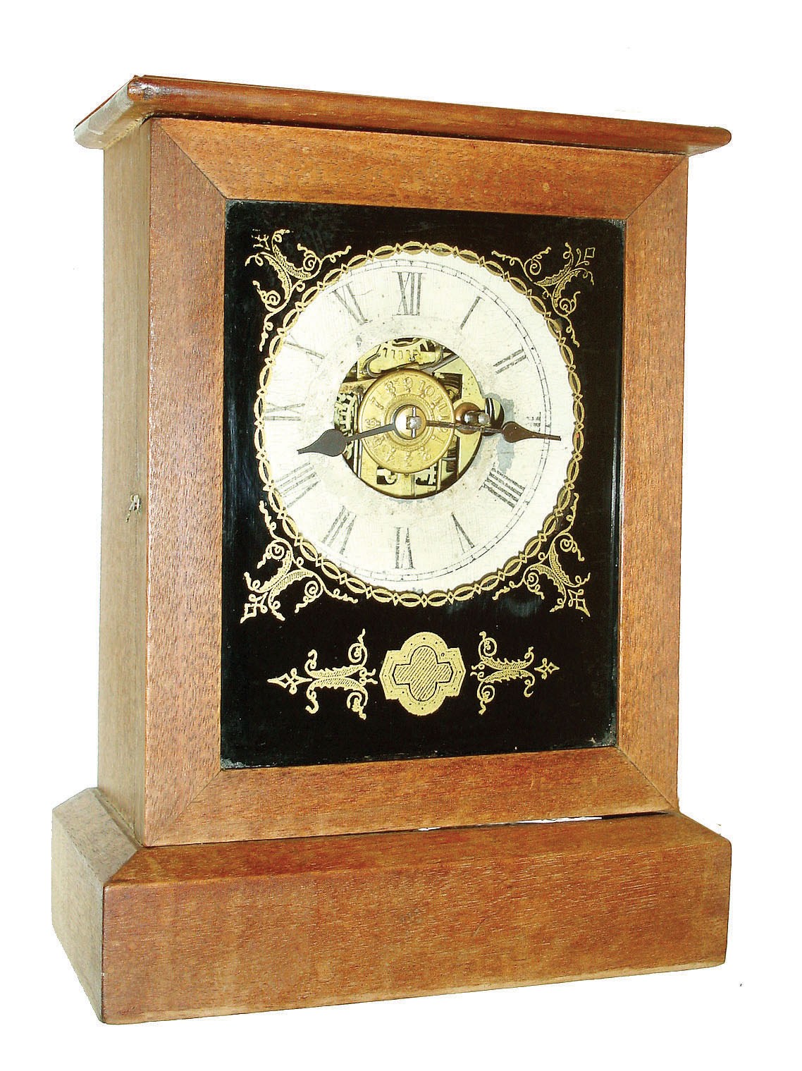 Clocks- 2 (Two): (1) Sessions Clock Co., Forestville, "1606" model, 8 days, time and strike, mantel clock, c1920. (2) Unknown maker, 30 hours, time & alarm cottage timepiece, c1870. — Antique Clocks Price Guide