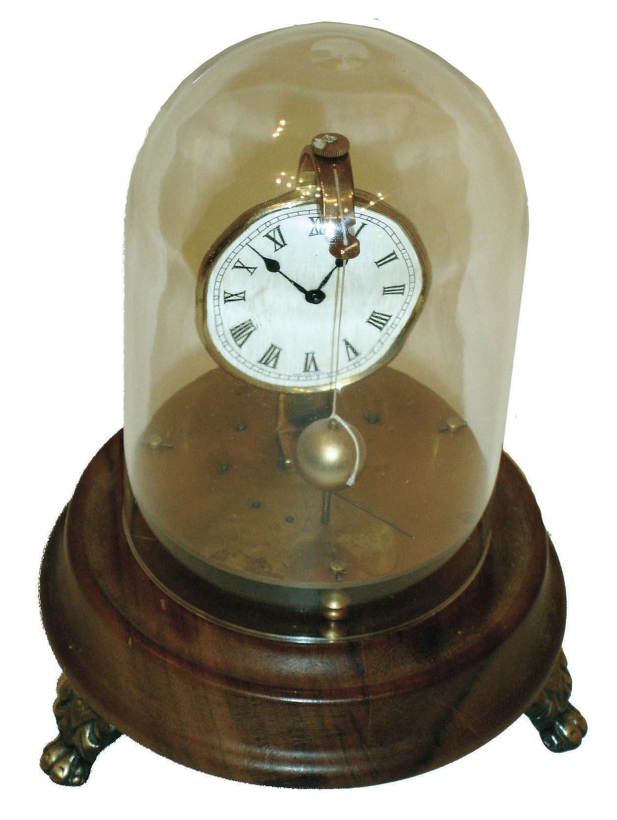Horolovar reproduction of Briggs rotary pendulum novelty clock, with instructions papers and rating sheet dated 1974, from original introductory run of 250 offered to NAWCC members. — Antique Clocks Price Guide