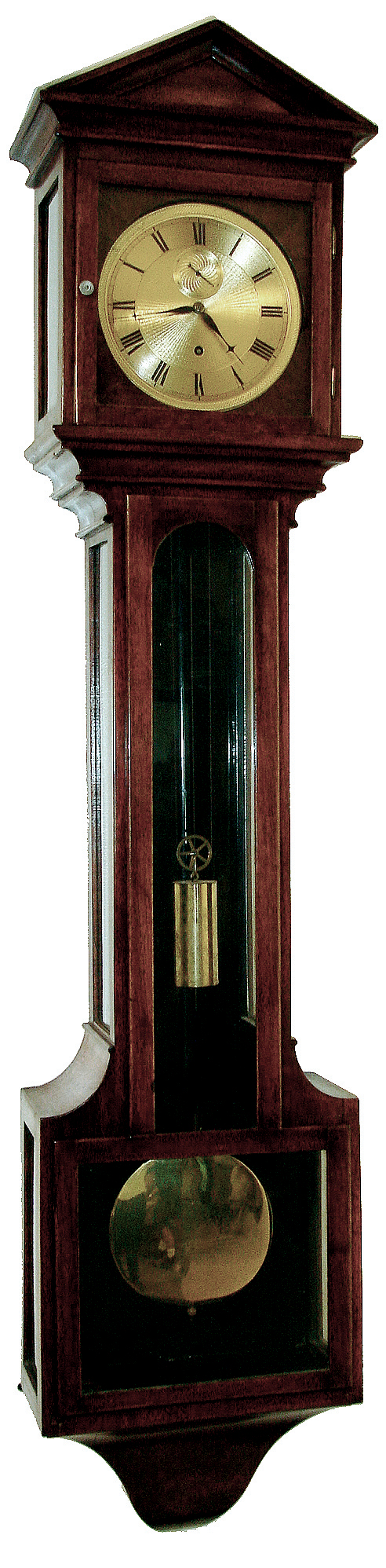 Austria, 30 day Laterndluhr timepiece, meter pendulum with silver engine turned dial with seconds bit, in a provincial style mahogany case of mahogany solids and veneers, c.1815 — Antique Clocks Price Guide