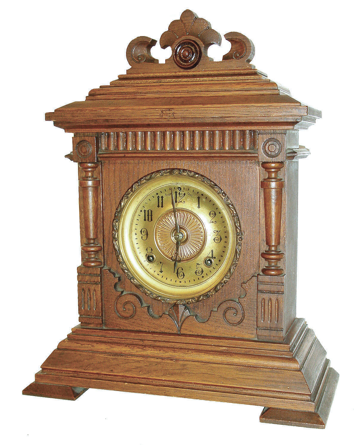 Ansonia Clock Co., Ansonia, Conn., "Sharon", 8 days, time and strike, spring brass movement cabinet series mantel clock, c1894 — Antique Clocks Price Guide