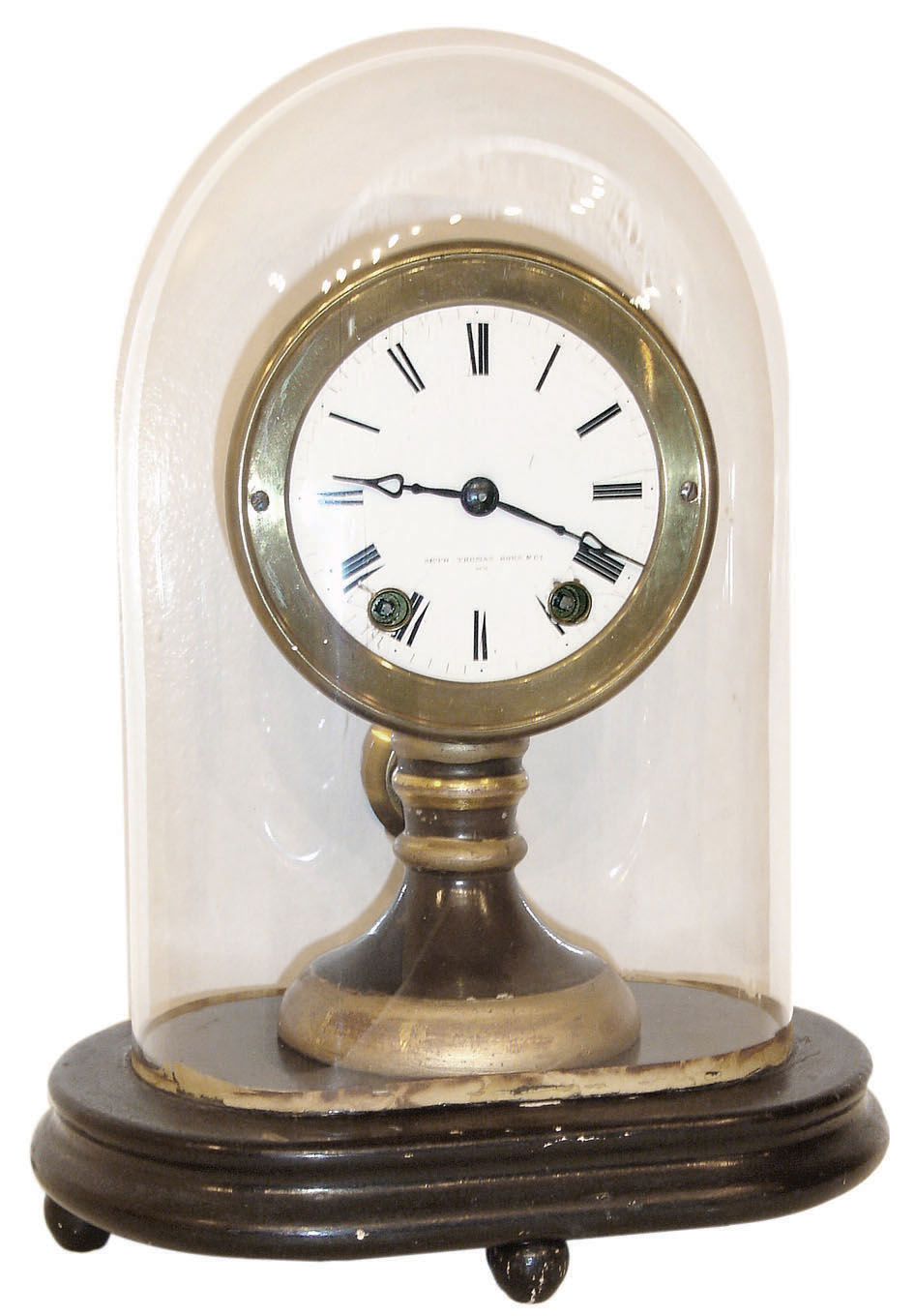 Seth Thomas' Sons & Co., New York, NY. "5001" model candlestick clock with dome. The movement is a 15 day found French-style spring driven time and strike, movement on a French style bell. c. 1875. — Antique Clocks Price Guide