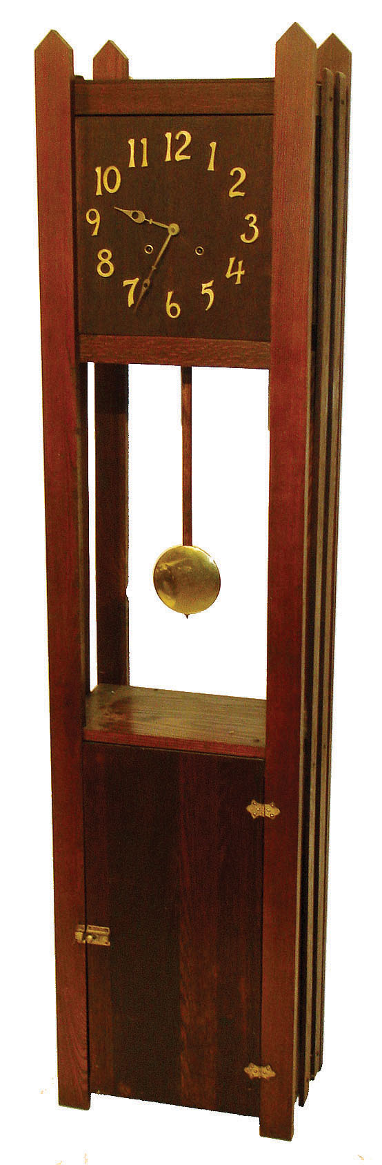 American mission oak tall clock, 8 days, time and strike, spring driven movement in a oak case, c1915 — Antique Clocks Price Guide