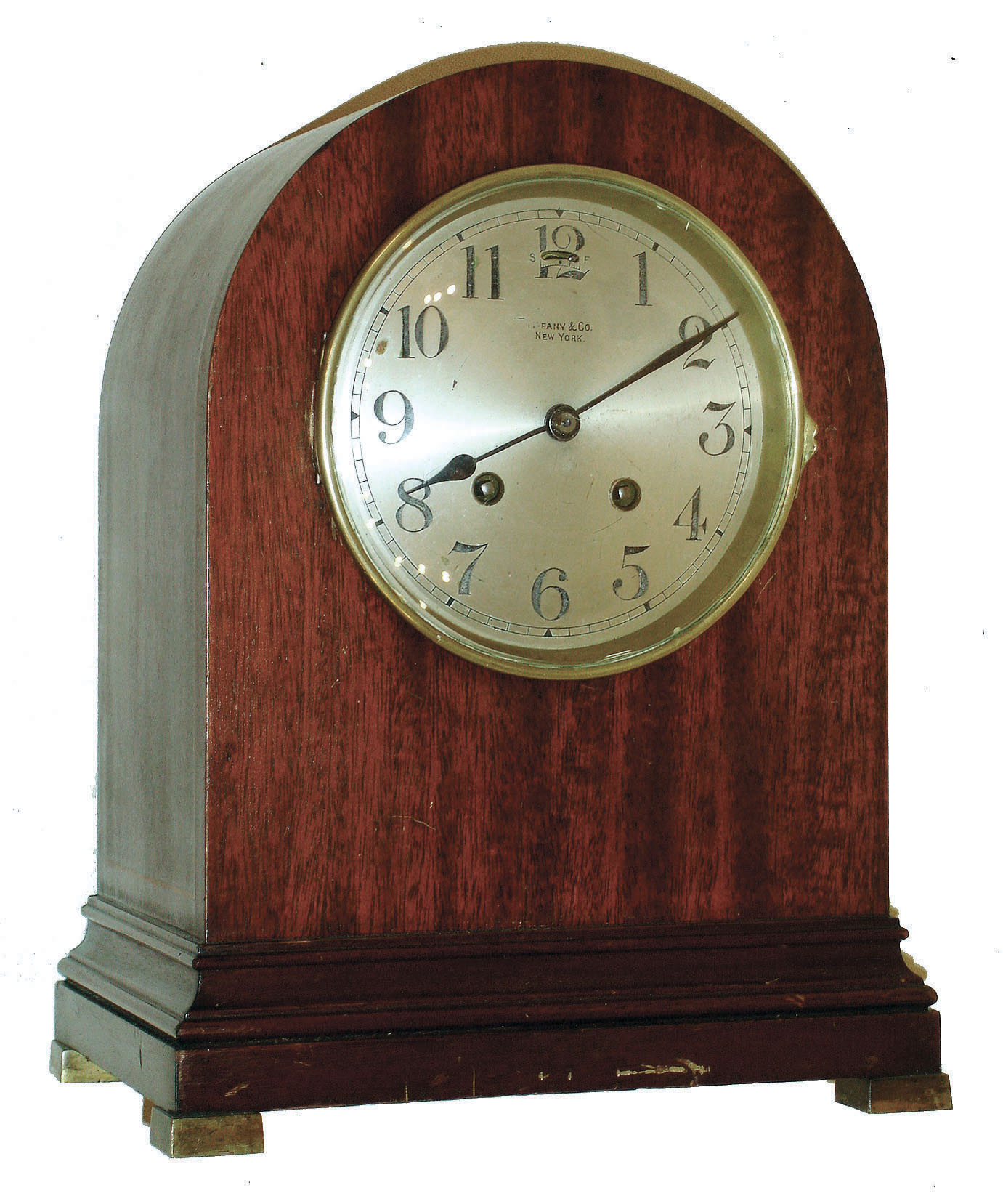 Chelsea Clock Co., Boston, for Tiffany & Co., New York, 8 day time and house strike mantel clock in inlaid mahogany case, #68280, 1910 — Antique Clocks Price Guide