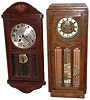 Clocks- 4 (Four) German-made clocks 8 days, time and strike, wall clocks in wood cases, early 20th century.