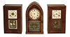 Clocks- 3 (Three) Brewster & Ingrahams, Bristol, Clocks. (1) 30 hours, time, strike and alarm mini-OOG shelf clock. (2) 30 hours, time and strike, mini OOG shelf clock. (3) 8 days, time and strike,, round gothic or beehive shelf clock, all c1850.