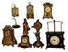 Clocks- 7 (Seven) 30 hours, novelty clocks: Horolovar flying ball; four gilt cast metal, one marked "Duverdrey & Bloquel", one "France", one "Lux" and one "Made in USA"; two birdcages with annular dials, one Germany, one Japan