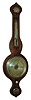 English mercury wheel barometer with thermometer and hydrometer in a mahogany veneered case with bone indicator knob, c1860