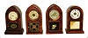 Clocks- 4 (Four) Connecticut shelf: (1)E.N. Welch Mfg. Co., Forestville, Conn., 8 days, time and strike, beehive, c1880. (2)Ansonia Brass & Copper Co., Ansonia, 8 days, time, strike & alarm round top, c1875. (3)New Haven Clock Co., New Haven, 8 days, time and strike, beehive, c1875. (4)Bristol Brass & Clock Co., Forestville, Conn., 30 hours, time and strike, beehive, c1875.
