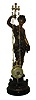 France, mysterious striking novelty, the clock in a drum suspended from two parallel chains, held aloft by the right arm of a spelter female, and the clock swinging from side to side as it runs, c1880