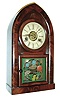 J.C. Brown, Forestville Conn., miniature plain front "Beehive or Round Gothic" shelf clock, 30 hour time, strike & alarm, c1850
