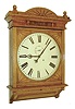 Seth Thomas Clock Co., Thomaston, Conn., "18 Inch Lobby" wall clock, 15 days, time only, double spring driven movement in an oak case with painted metal dial, c1910
