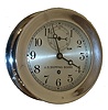 Chelsea Clock Co., Chelsea, Mass. 6" Pilot House clock, nickel plated cast brass case with screw bezel, Arabic numeral silvered dial with large seconds at 12:00 and marked "U.S. Shipping Board", moon style hands, serial #127984, c1920