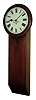 Lund & Blockley, Pall Mall, [London] England, long case tavern wall clock, 8 day time only, robust weight driven movement with heavy cast iron mounting bracket in a mahogany case with painted metal dial, c1870
