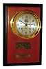 Chelsea Clock Co., Boston, "USS Constitution Commemorative" 8 day 4" dial ship's bells clock on wood display board, hinged bezel, c1999