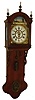 Staartklok, Dutch weight driven 30 hours, time, strike & alarm hanging clock, often called a "tail" clock or Dutch Hood, C.1810.