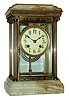 Vermont Clock Co., Fairhaven, VT, onyx, brass and beveled glass 8 days, time and strike, balance-wheel crystal regulator, c1900