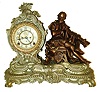 Ansonia Clock Co., New York, "MacBeth" cast metal 8 days, time and strike, figural mantel clock with visible escapement, c1904