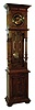 Furtwangler, L. & Sohne, Furtwangen, Germany, tall clock, 8 day time & gong strike weight driven movement marked "LFS" in an open well carved and turned oak case, fancy embossed two tone pendulum with two matching weights and brass dial, c1890