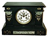 French black marble 8 days, time and strike, mantel clock with visible escapement, S. Marti Medaille de Bronze movement, c1890