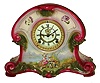 Ansonia Clock Co., New York, "La Isere" Royal Bonn 8 days, time and strike, porcelain mantel clock, visible escapement, c1914