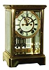 Ansonia Clock Co., New York, "Crystal" 8 days, time and strike, brass and beveled glass crystal regulator mantel clock, visible escapement, c1904