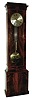 France, floor standing regulator, 8 day timepiece (only) with date calendar, brass weight driven movement with center sweep seconds and knife edge suspension grid iron pendulum in a crotch mahogany veneer case with glazed front door and side panels and silvered dial with engine turned bezel, c1850