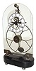 China - Plate glass reproduction oversize great-wheel 8 day skeleton clock on painted wood base, late 20th century