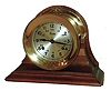 Boston, by Chelsea, brass 8 day time & ship's bell strike marine clock, with screw bezel on mahogany cradle, German 132-071 movement dated 1978,