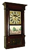 Birge, Mallory & Co., Bristol, Conn., 8 days, time and strike, weight driven strap brass brass movement column & cornice shelf clock, c1840