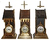Clocks- 3 (Three): Parker Clock Co,, Meriden, Conn., 30 hours, novelties, one with calendar, rear wind and set, c1895