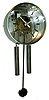 Clocks- 2 (Two): Howard Miller brushed aluminum Modernist round 8 days, time and strike, weight driven wall clock, Urgos German movement, c1980 and a Soviet Submarine ship's clock time only, 6" dial