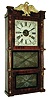 Birge & Fuller, Bristol, Conn., 8 days, time and strike, weight strap brass movement triple decker shelf clock with faux tortoise shell and gilt columns and gilt eagle splat, c1845