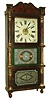 Birge & Fuller, Bristol, Conn., 8 days, time and strike, weight strap brass movement triple decker shelf clock with faux tortoise shell columns and mahogany veneered splat, c1845