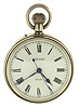 Ulysse Nardin, Le Locle & Geneva, Switzerland, deck watch with sweep seconds, 19 jewels, stem wind and pin set, gilt plate movement with lever escapement, Guillaume balance, micrometric regulator in a sterling silver, screw back and snap bezel, open face case and Roman numeral, outer black 5-minute markers, white enamel dial, blued steel spade and poker hands, serial #124145, 56mm, c1910.