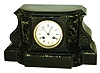 French. Japy Freres, 8 days, time and strike, black slate mantel clock with veined marble accents, c1890