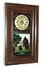Jeromes & Co., Bristol, Conn., 30 hours, time and strike,, weight driven brass movement early OG shelf Clock with brass dial, c1840