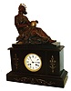 France, black slate mantel clock, surmounted with a spelter statue of Aurora on base, c1900