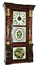 Seth Thomas Clock Co., Thomaston, Conn., "Shell Column" shelf clock with 8 day weight driven time and strike, movement in a mahogany veneered case with faux painted columns with gilt caps and bases, c1875,