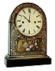 Chauncey Jerome, New Haven, Conn., 8 days, time and strike, fusee-spring brass movement in wood case with Mother-of-Pearl inlay, c1850