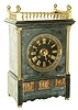 French 8 days, time and strike, marble mantel clock with bronzed decoration and black dial, c.1890