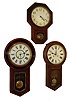 Clocks- 3 (Three) Conn., wall: (1) New Haven Clock Co. "Regulator", 8 days, wall timepiece. (2) Waterbury Clock Co., "Admiral", 8 days, wall timepiece.  (3) Seth Thomas Clock Co., 8 days, schoolhouse wall timepiece, all c. 1900.