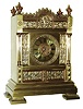 French large cast brass architectural 8 days, time and strike, mantel clock, round movement stamped "A*B", c1890