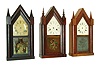 Clocks- 3 (Three): (1)E. & A. Ingraham, Bristol, Conn., 30 hours, time and strike sharp gothic or steeple clock. (2)Ansonia Clock Co., Ansonia, Conn., 30 hours, time and strike sharp gothic or steeple clock. (3)Brewster & Ingrahams, Bristol, Conn., 30 hours, time and strike sharp gothic or steeple clock.