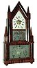 Birge & Fuller, Bristol, Conn., 8 days, time and strike Ives patent eight day wagon spring steeple on frame or double steeple shelf clock, c1845