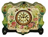 Ansonia Clock Co., New York, "La Roca" Royal Bonn 8 days, time and strike, porcelain mantel clock with visible escapement, c 1901